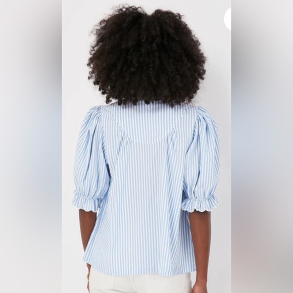 Tuckernuck+Pomander Place Blue+White Striped Selena Blouse | XL | NWT - Picture 6 of 10